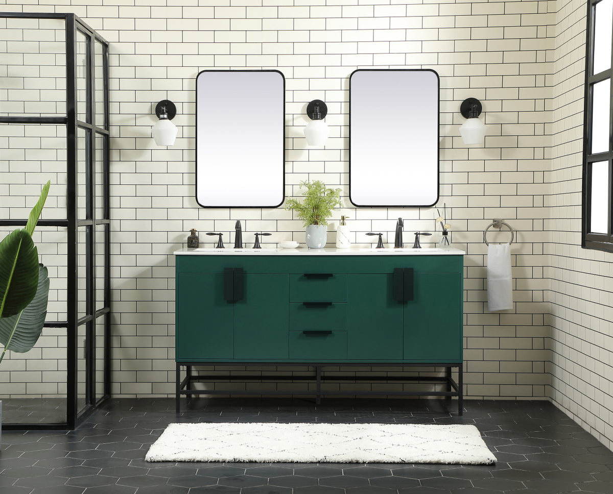 60 inch double bathroom vanity in green