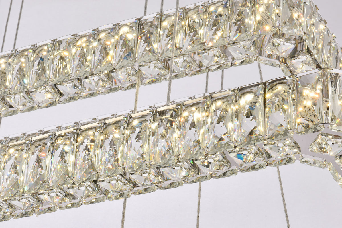 Monroe 42 inch LED triple rectangle pendant in chrome