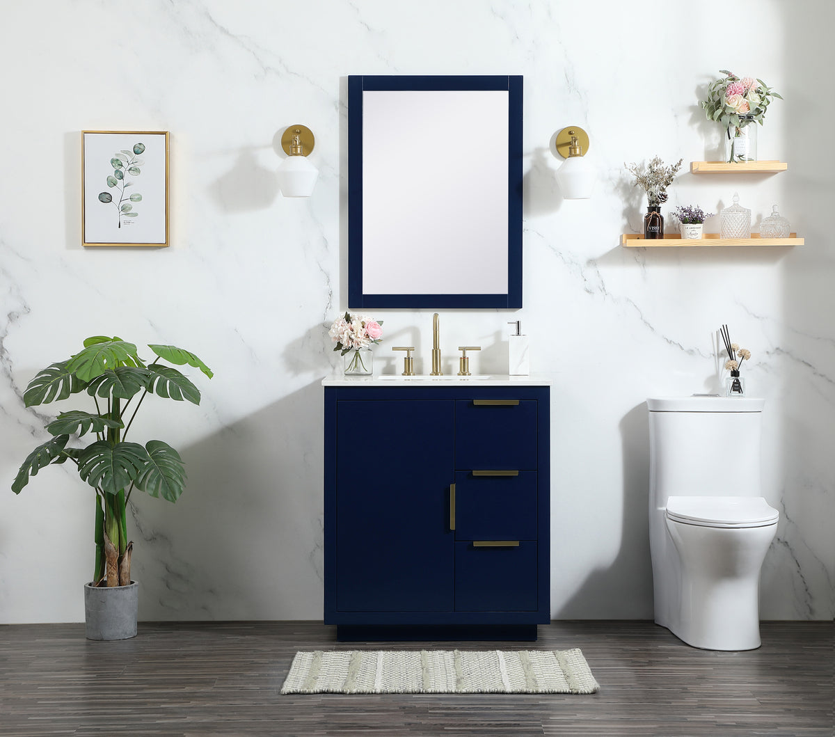 30 inch Single bathroom vanity in blue