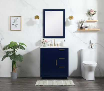 30 inch Single bathroom vanity in blue