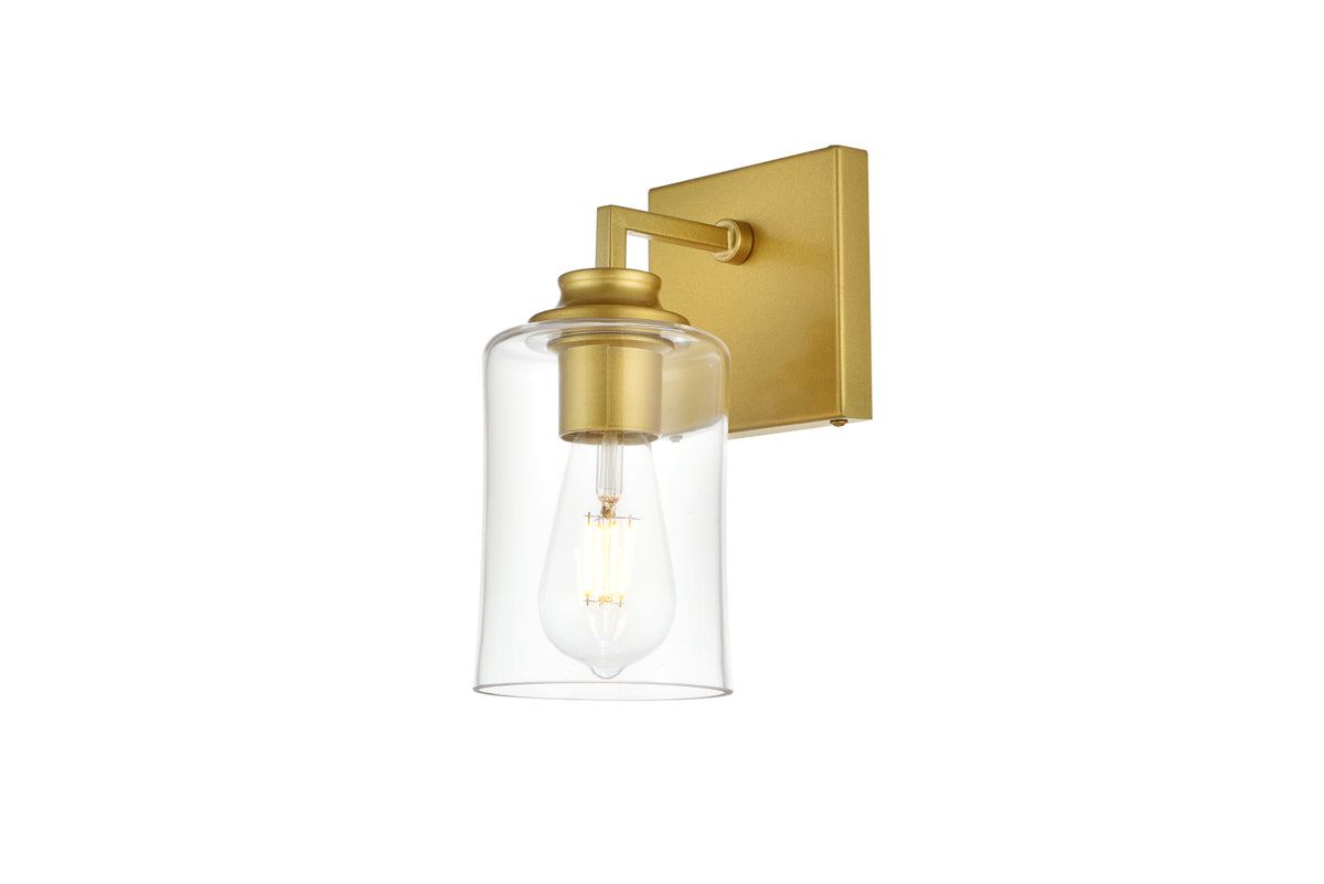 Ronnie 1 light Brass and Clear Bath Sconce