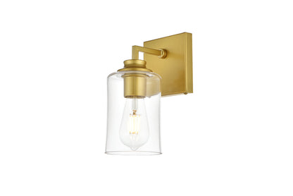 Ronnie 1 light Brass and Clear Bath Sconce