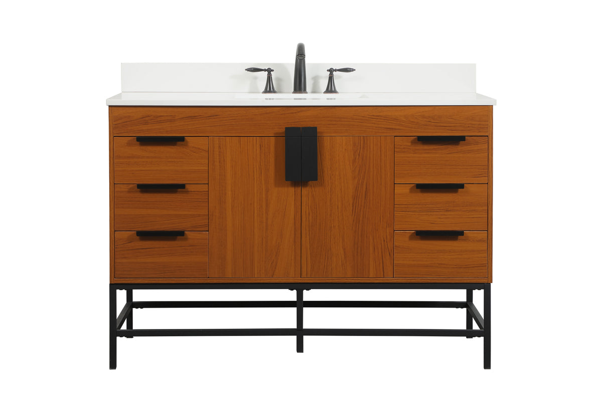 48 inch Single bathroom vanity in teak with backsplash