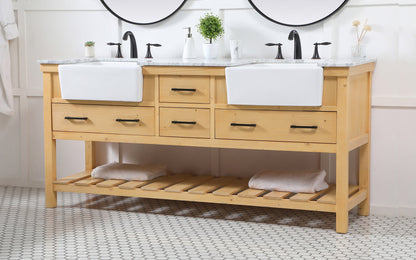 72 inch double bathroom vanity in natural wood