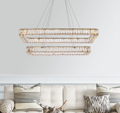 Monroe 42 inch LED double rectangle pendant in gold