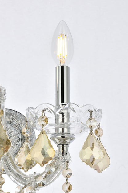Maria Theresa 2 light Chrome Wall Sconce Golden Teak (Smoky) Royal Cut Crystal