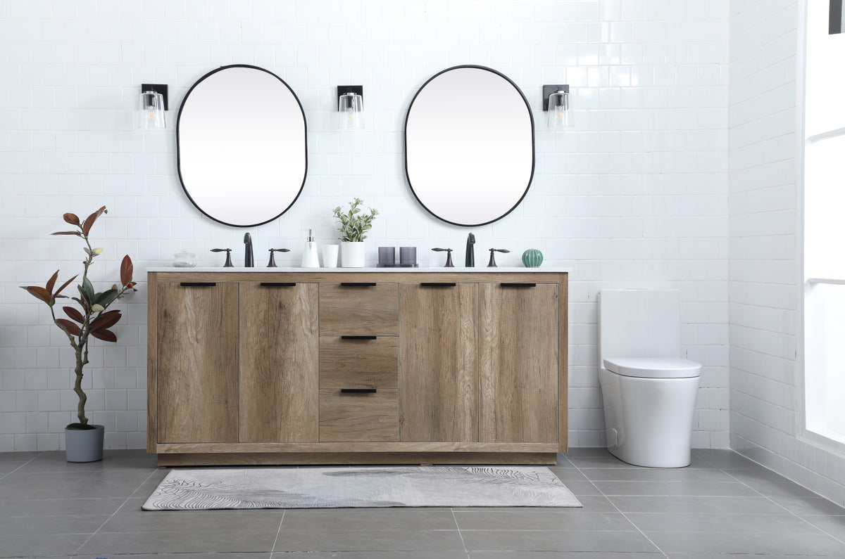 72 Inch Double Bathroom Vanity In Natural Oak