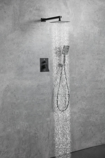 Petar Complete Shower Faucet System with Rough-in Valve in Matte Black