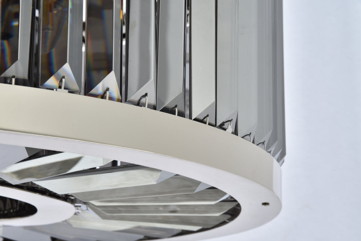 Chelsea 8 light polished nickel Chandelier Silver Shade (Grey) Royal Cut Crystal