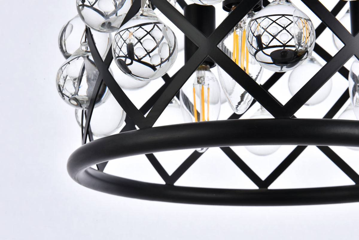 Madison 3 light Matte Black Pendant Clear Royal Cut Crystal