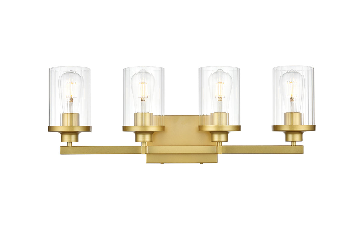 Saanvi 4 light Brass and Clear Bath Sconce