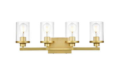 Saanvi 4 light Brass and Clear Bath Sconce