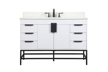 48 inch Single bathroom vanity in white with backsplash