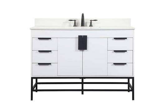 48 inch Single bathroom vanity in white with backsplash