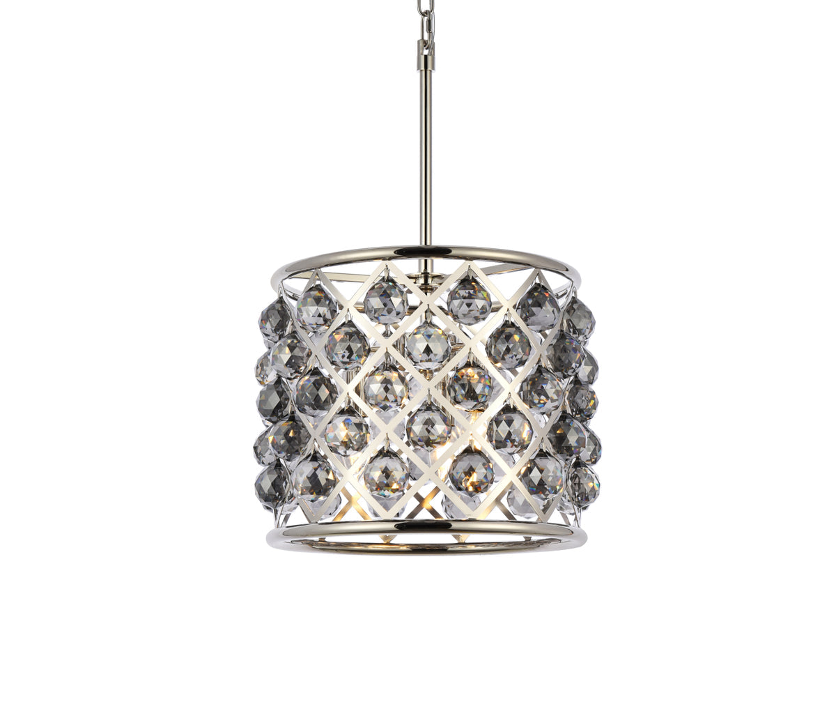 Madison 4 light polished nickel Pendant Silver Shade (Grey) Royal Cut Crystal