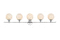 Cordelia 5 light Chrome and frosted white Bath Sconce