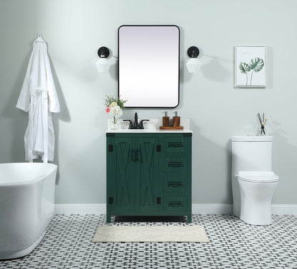 32 inch Single bathroom vanity in green with backsplash