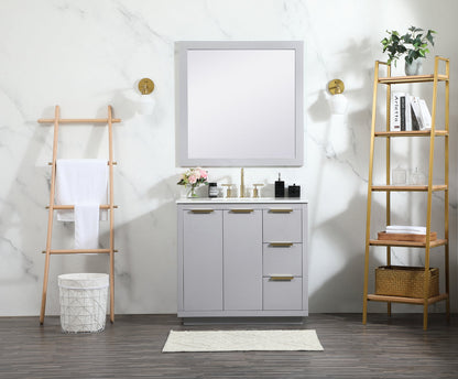 36 inch Single bathroom vanity in grey with backsplash