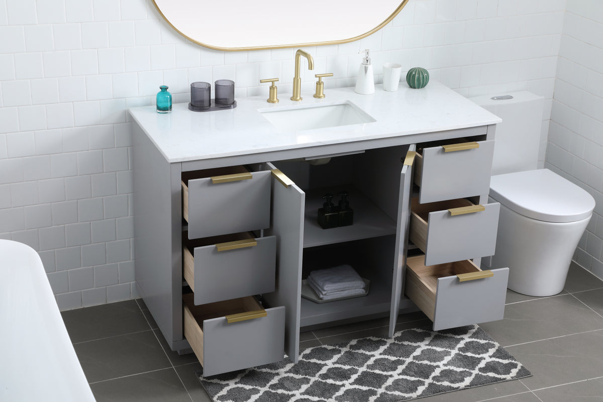 54 Inch SIngle Bathroom Vanity In Grey