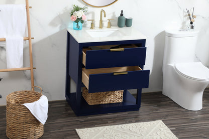 30 inch Single bathroom vanity in blue