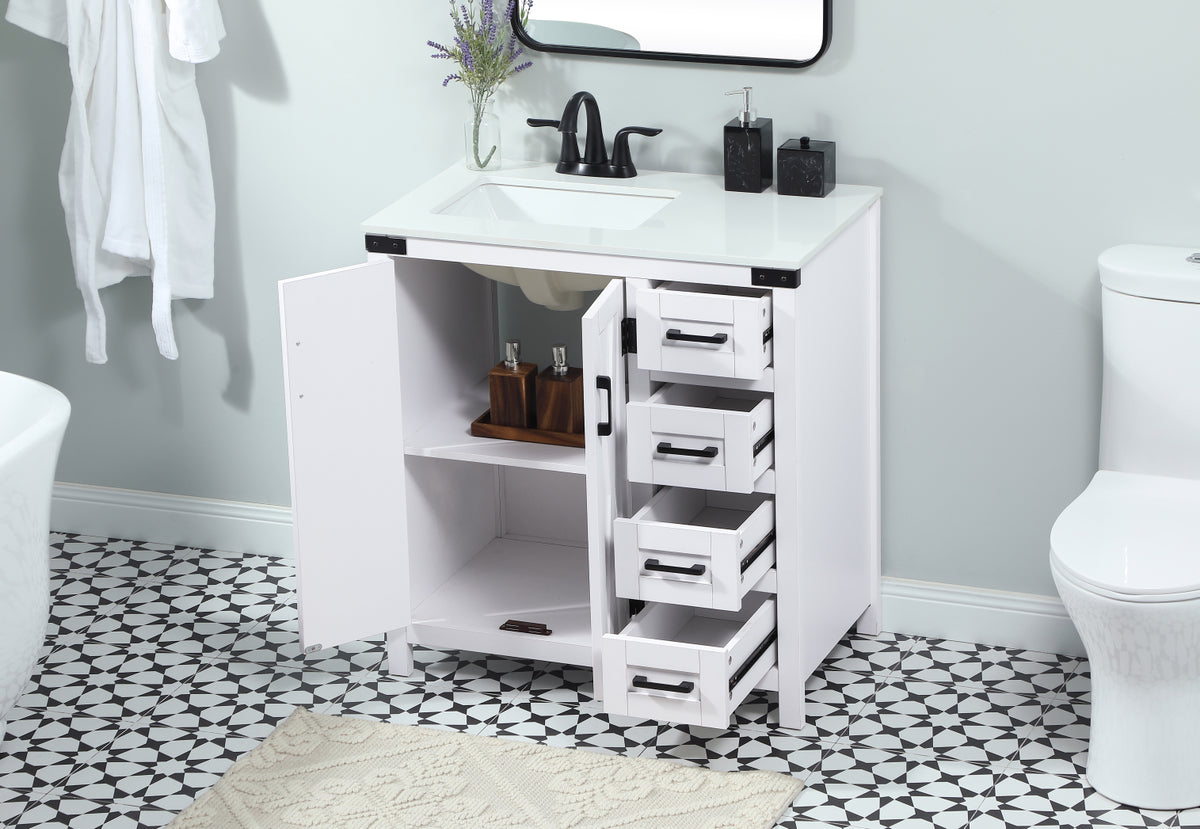 32 inch Single bathroom vanity in white