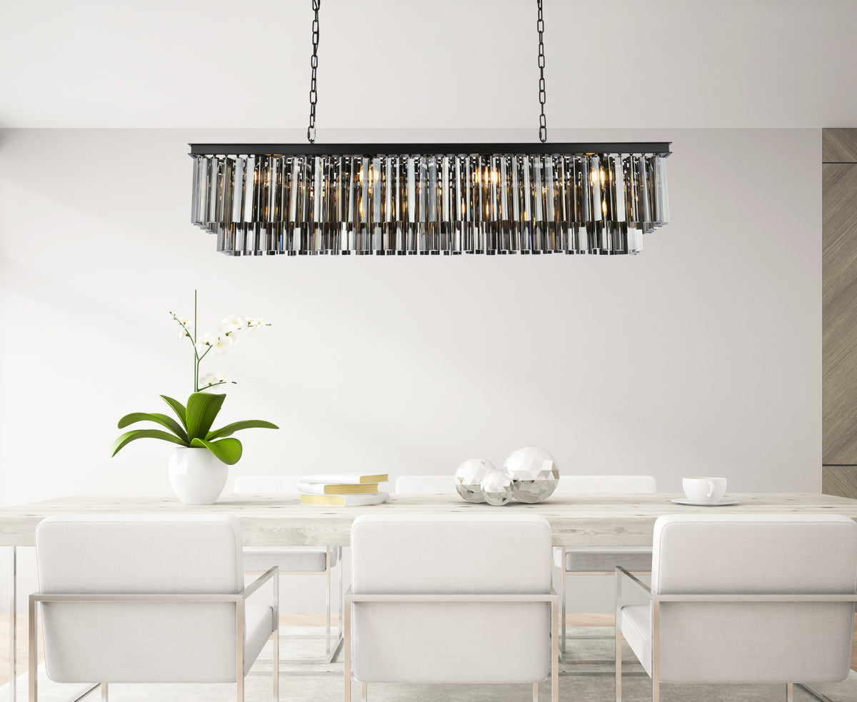 Sydney 12 light Matte Black Chandelier Silver Shade (Grey) Royal Cut Crystal