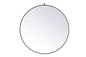 Metal frame round mirror with decorative hook 45 inch in Black