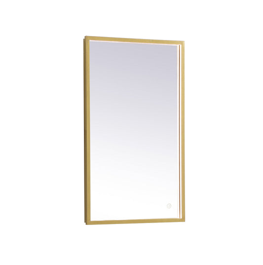 Pier 18x30 inch LED mirror with adjustable color temperature 3000K/4200K/6400K in brass