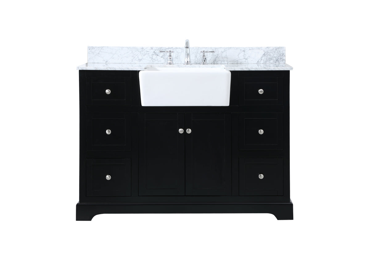 48 inch Single bathroom vanity in black with backsplash