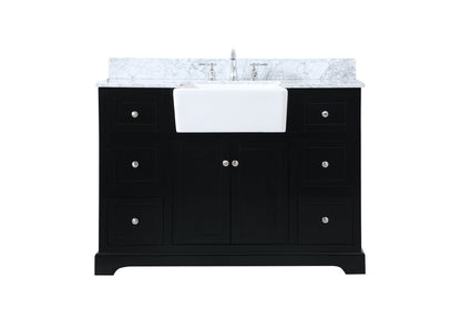 48 inch Single bathroom vanity in black with backsplash