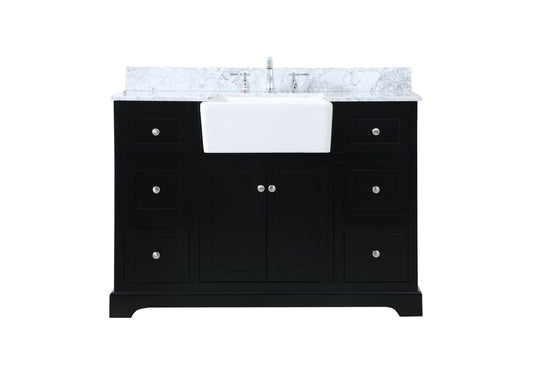 48 inch Single bathroom vanity in black with backsplash