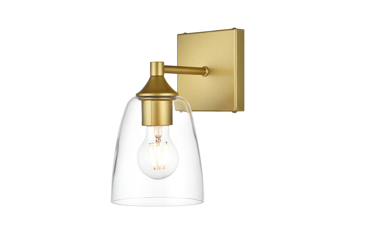 Gianni 1 light Brass and Clear Bath Sconce