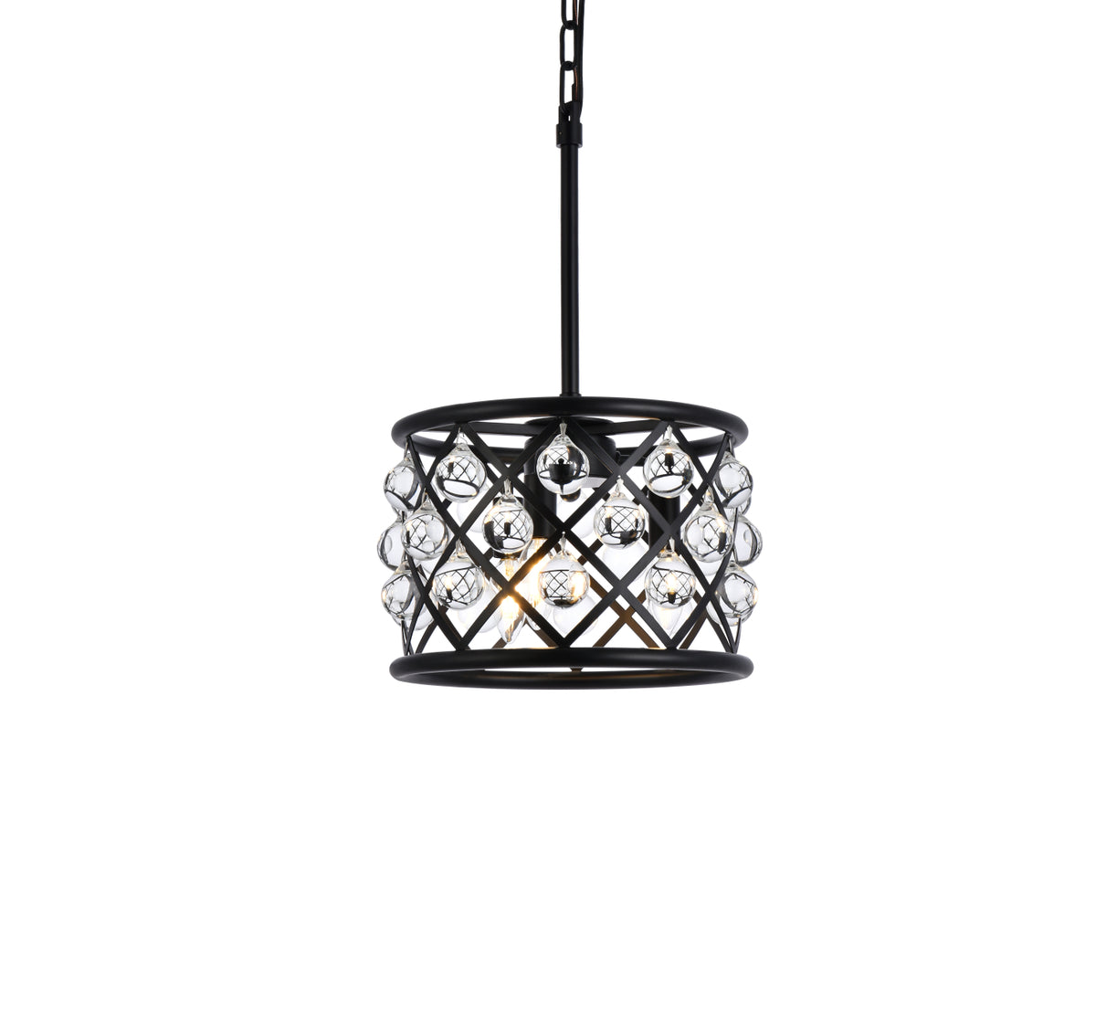 Madison 3 light Matte Black Pendant Clear Royal Cut Crystal