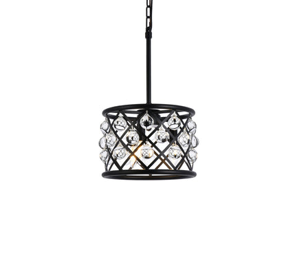 Madison 3 light Matte Black Pendant Clear Royal Cut Crystal