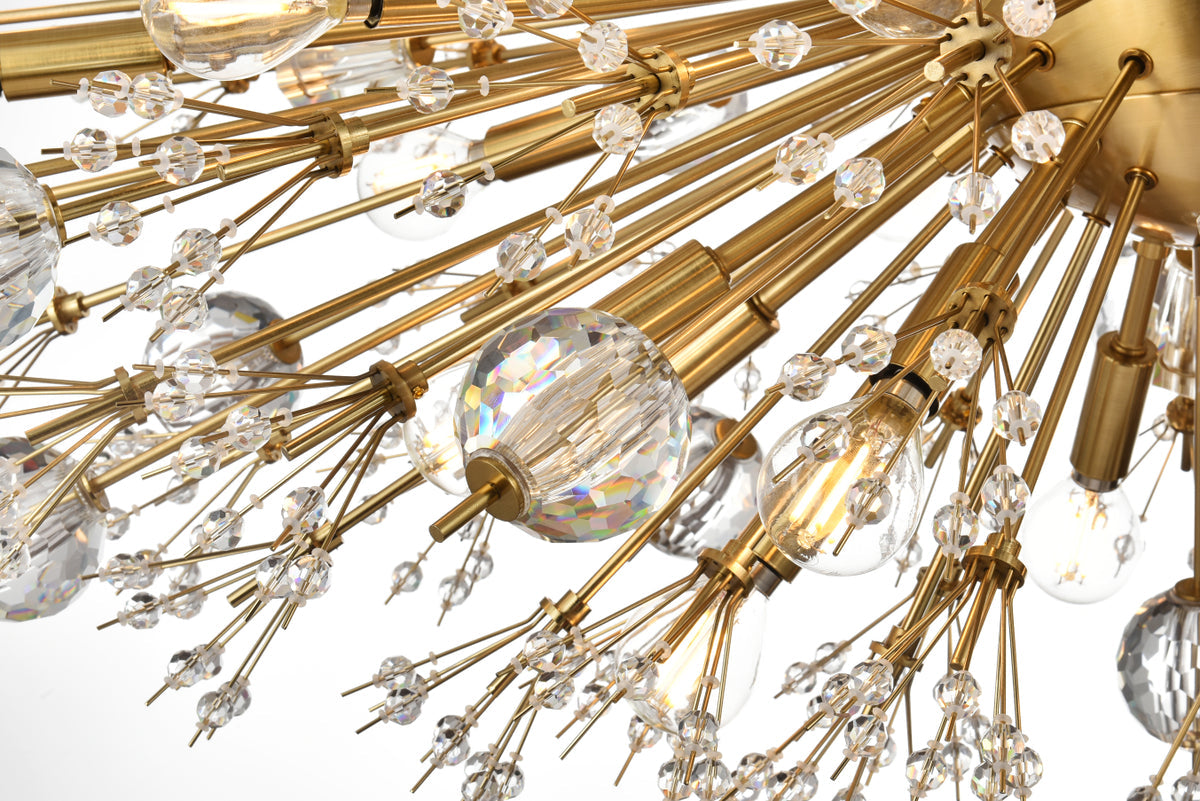 Vera 42 inch crystal starburst oval pendant in gold