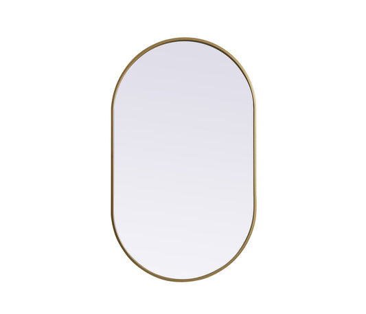 Metal Frame Oval Mirror 24x40 Inch in Brass