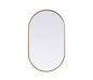 Metal Frame Oval Mirror 24x40 Inch in Brass