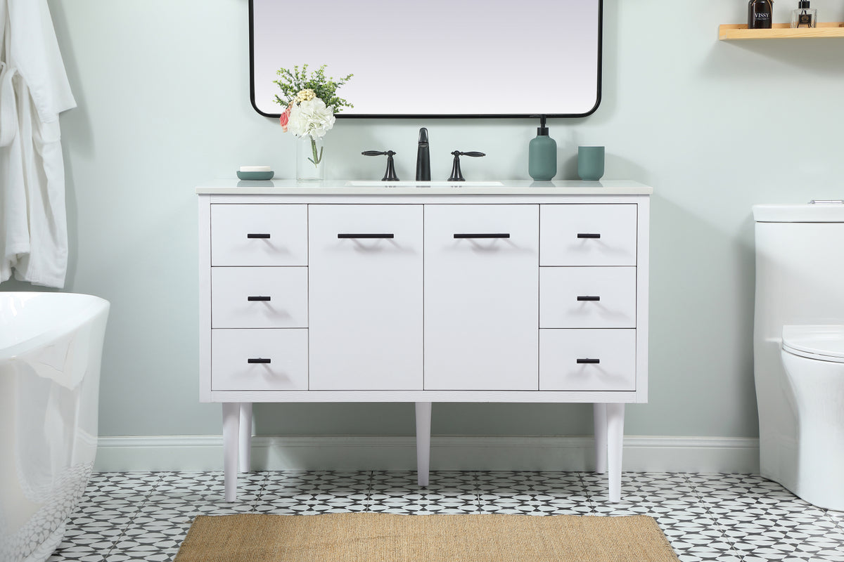 48 inch Single bathroom vanity in white