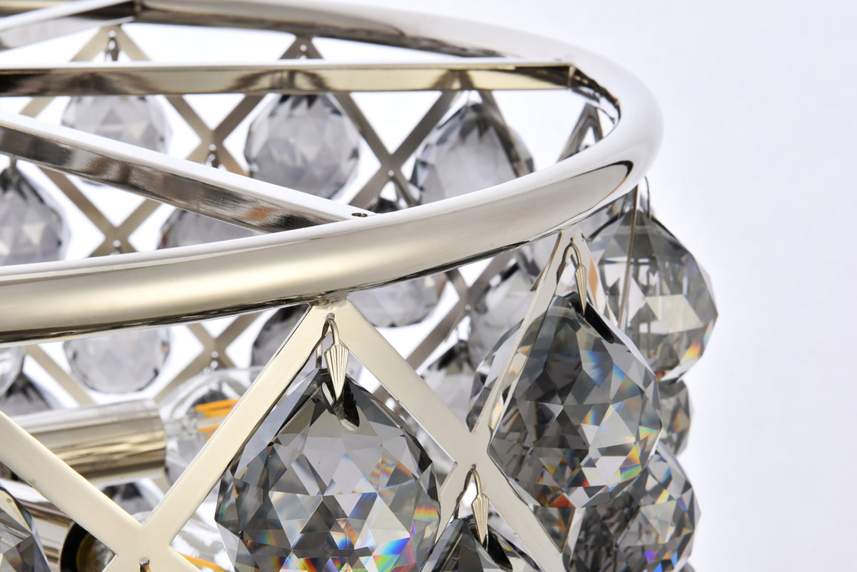 Madison 6 light polished nickel Pendant Silver Shade (Grey) Royal Cut Crystal