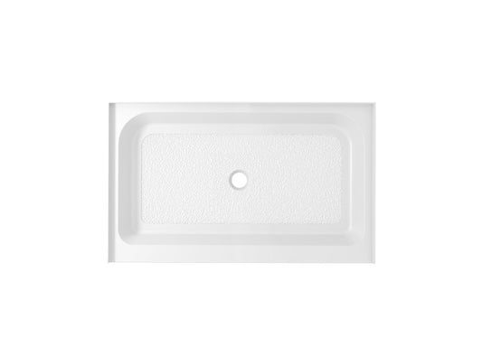 48x32 inch Single threshold shower tray center drain in glossy white