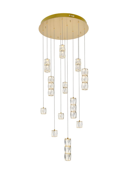 Polaris LED light Gold Pendant Clear Crystal