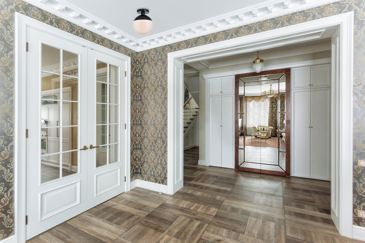 Eclipse 1 Light Black Flush Mount With Frosted White Glass