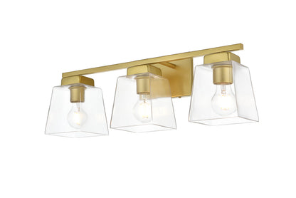 Merrick 3 light Brass and Clear Bath Sconce