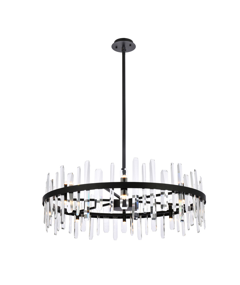 Serena 36 inch crystal round chandelier in black