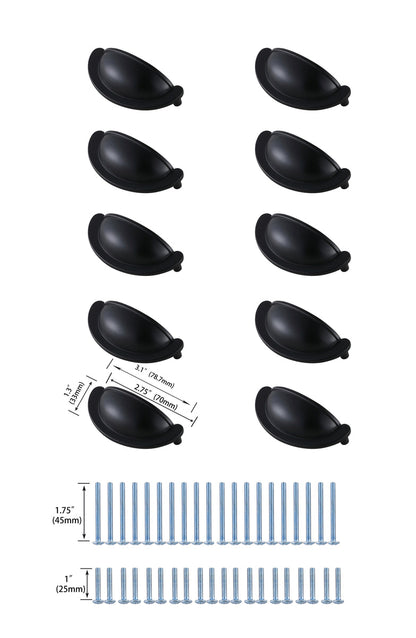 Claude 2-3/4" Center to Center Matte Black Cup Bar Pull Multipack (set of 10)