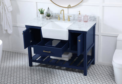 48 inch Single bathroom vanity in blue with backsplash
