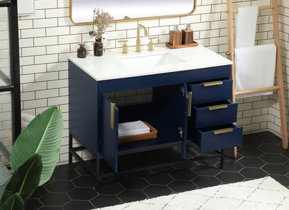 42 inch Single bathroom vanity in blue