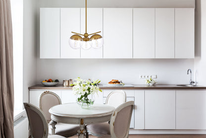 Eclipse 3 Lights Brass Pendant With Clear Glass