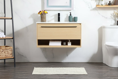 36 inch Single bathroom vanity in maple