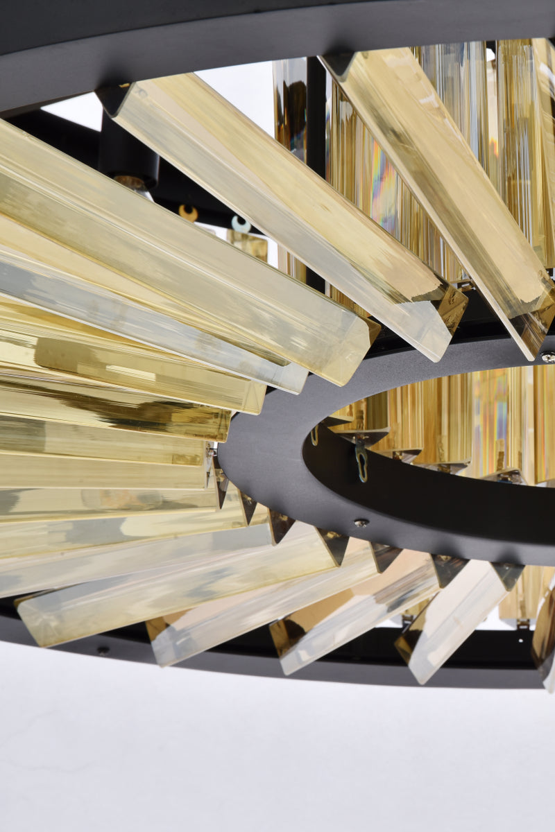 Chelsea 10 light Matte Black Chandelier Golden Teak (Smoky) Royal Cut Crystal